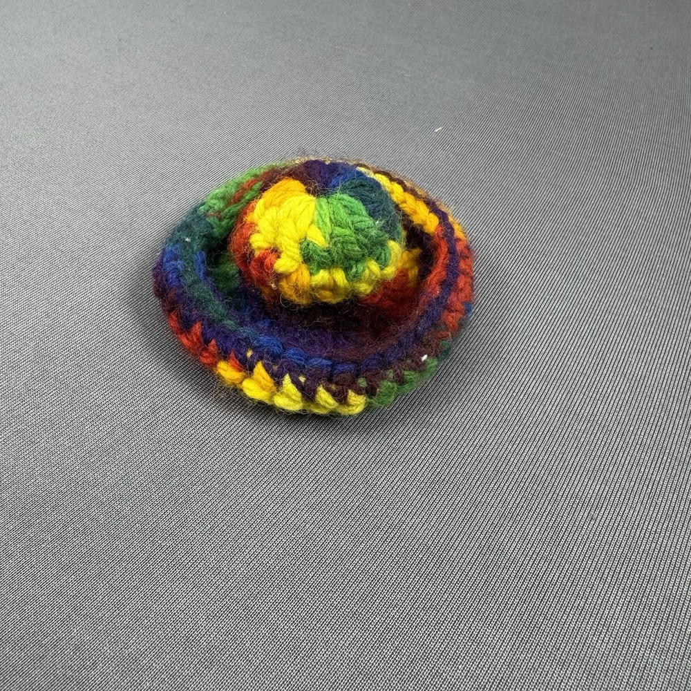 Vintage Multicolored Handmade Crocheted Hot Hat Lid Grabber